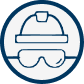Graphic showing hardhat and goggles