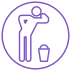Icon showing person throwing up into bin