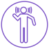 Icon showing person being dizzy, with lines around their head.